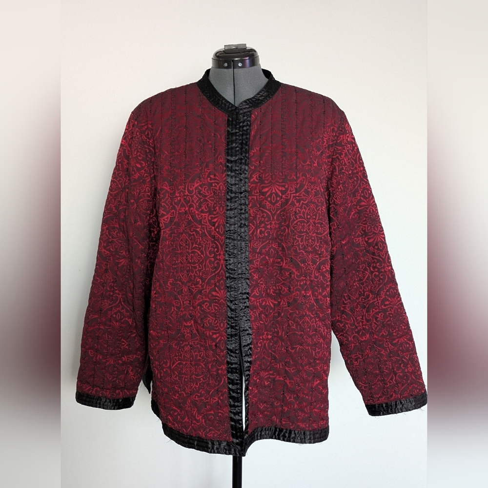 Alfred Dunner Elegant Red and Black Floral JacketBundle 2+ items and save! Open